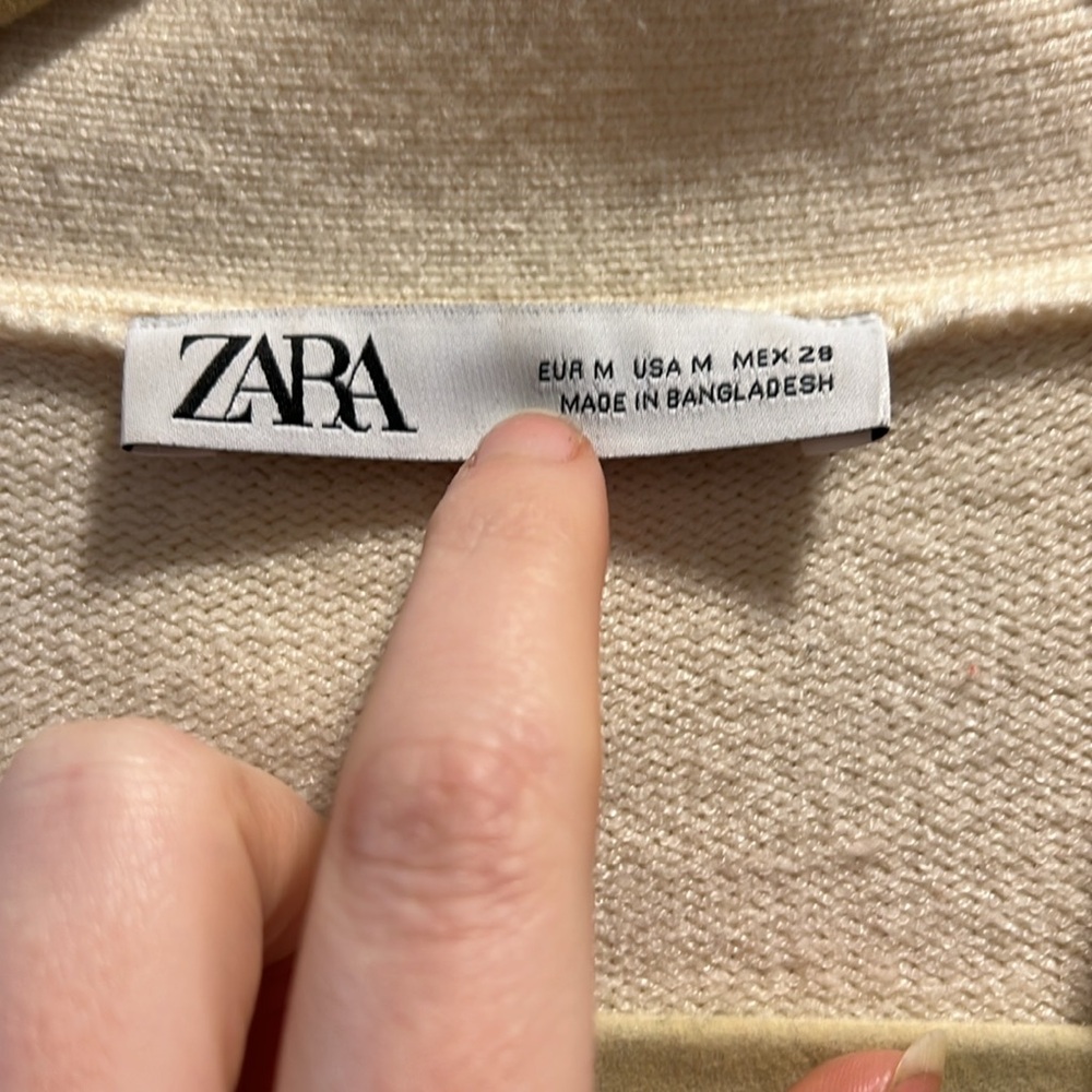 Sz M Zara Off White/Black Tripe Cardigan - Picture 2 of 5